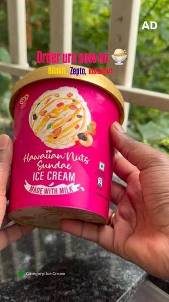 Kwality Walls Hawaiian Nuts Sundae Tub