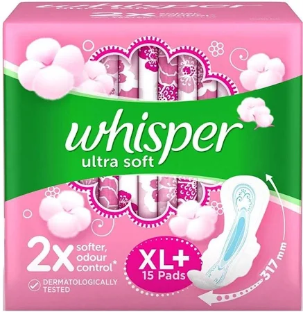 Whisper Ultra Skin Love Soft Sanitary Pads XL+ (15 Pads)