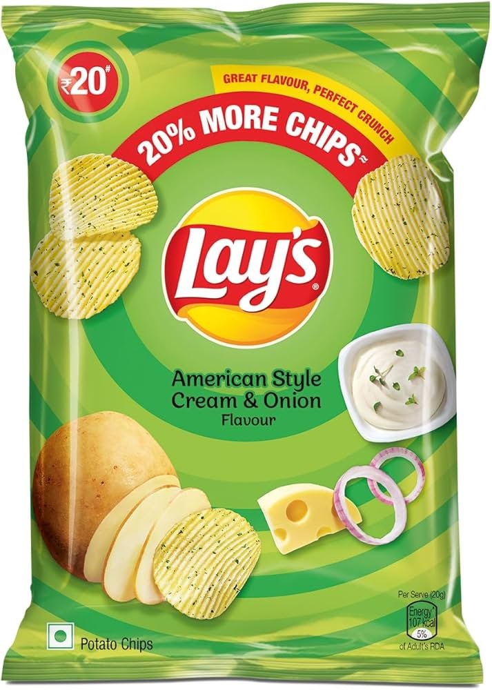 Lays Cream n Onion Chips (Mrp 20/-)