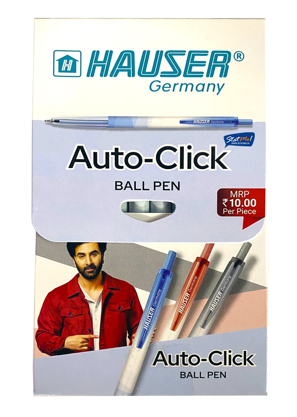 Hauser Auto Click Ball Pen Black (Pack of 10)