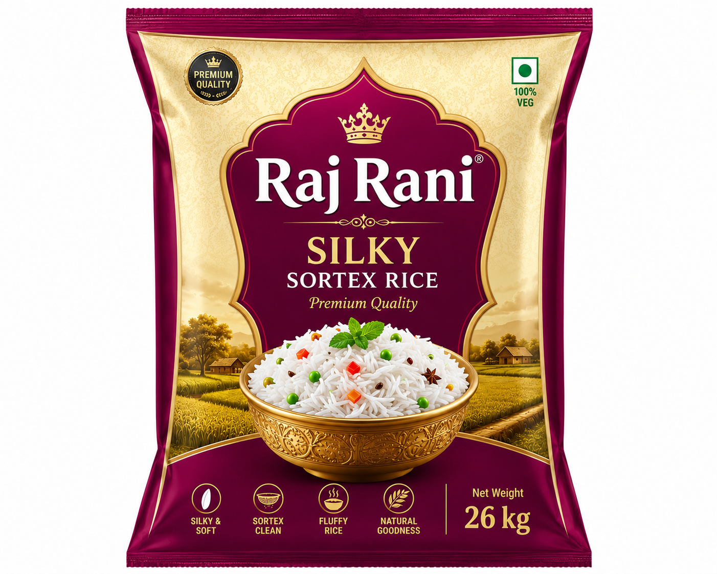 Raj Rani Silky Sortex Rice 26 Kg
