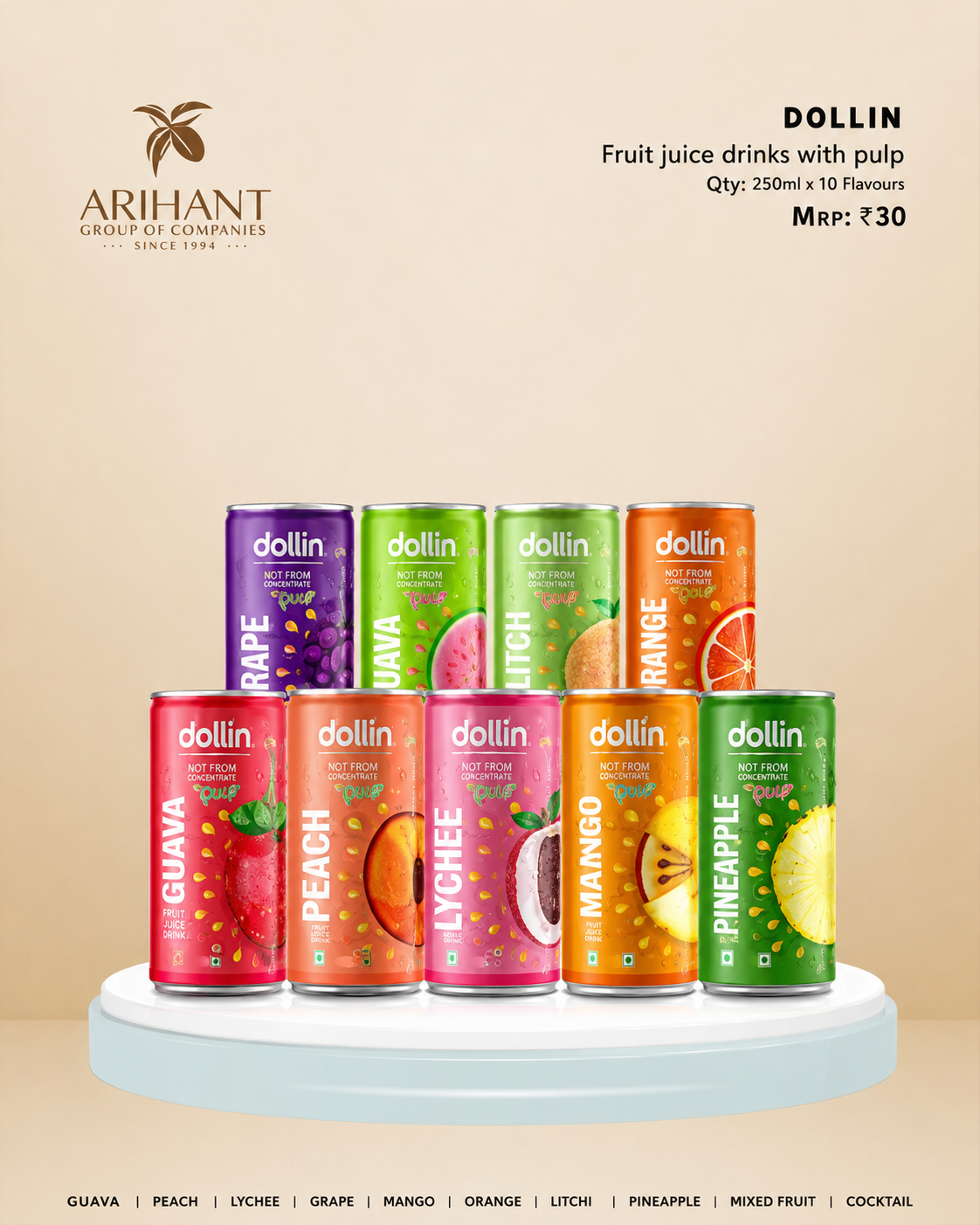 Dolin Pineapple Fruit Juice with Pulp