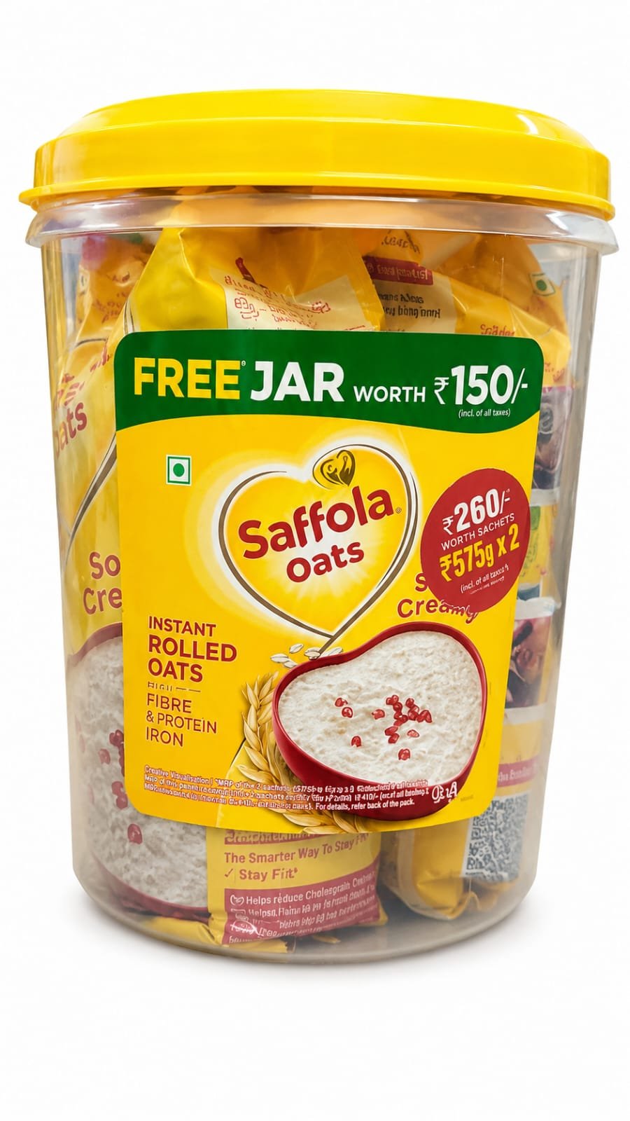 Saffola Oats 575 g X 2 (with free jar)