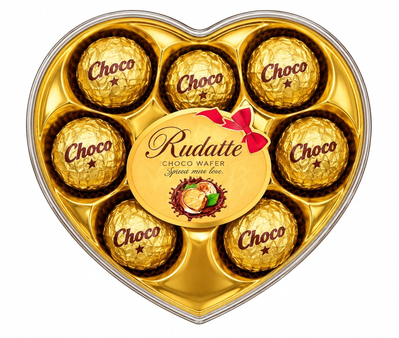 Rudolfa Heart Shape Choco Wafer Balls (8 Pieces)
