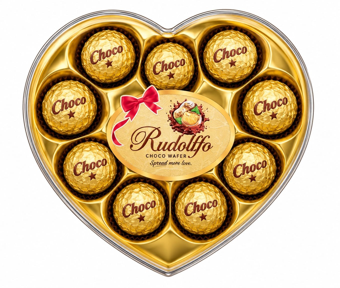 Rudolfa Heart Shape Choco Wafer Balls (12 Pieces)