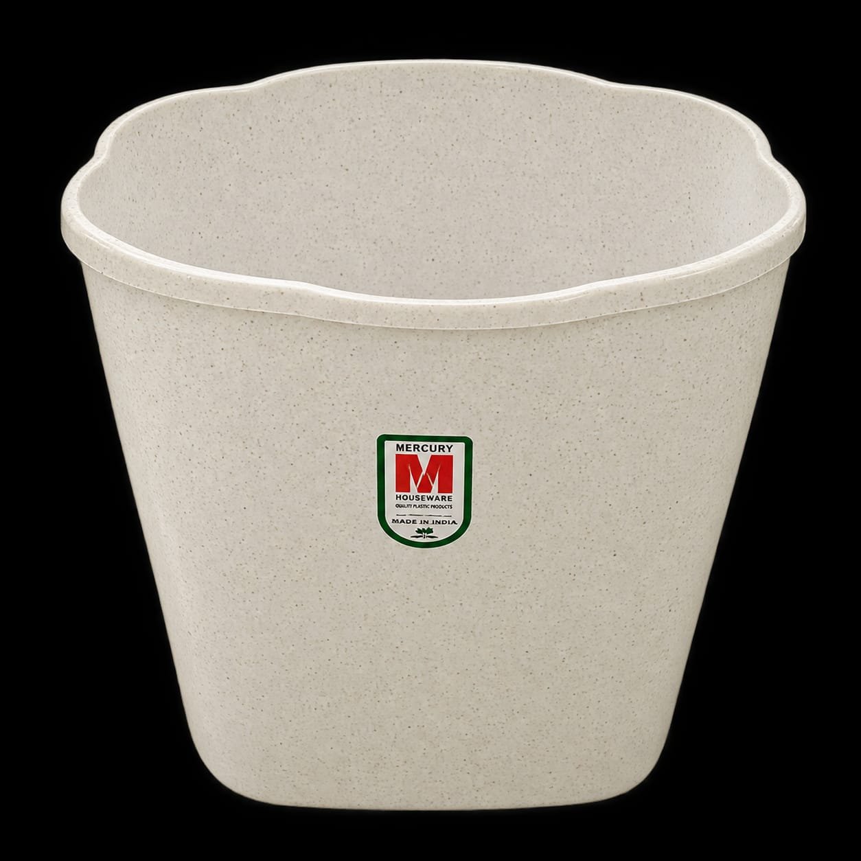 Popy Marble Finish Flower Pot White Round 9"