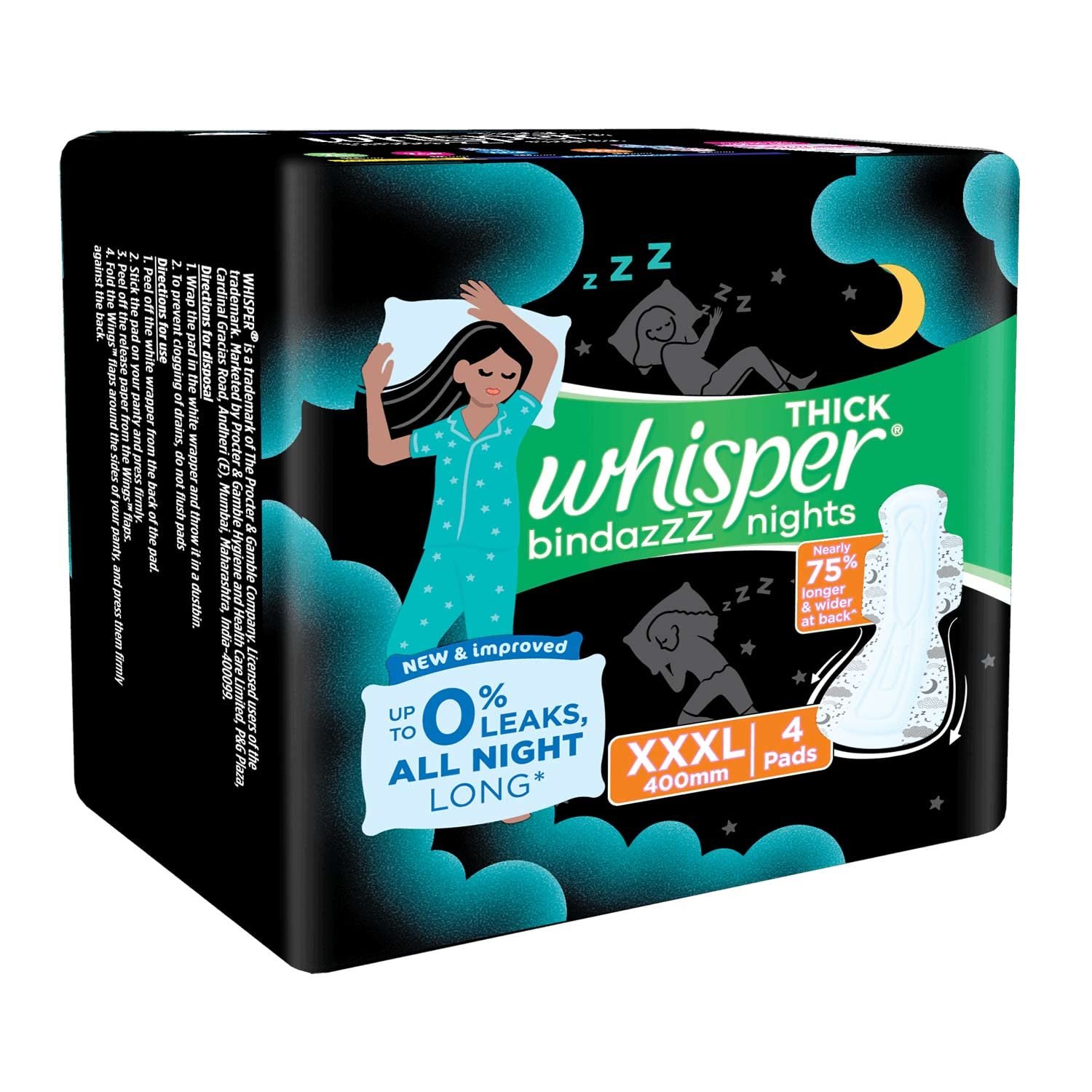 Whisper Thick Bindazzz Night XXXL (4 Pads)