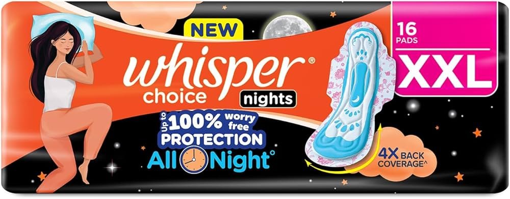 Whisper Choice All Night Protection XXL (16 Pads)