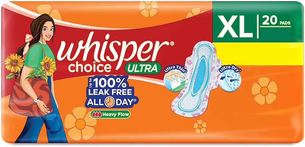 Whisper Choice Ultra 100% Leak Free All Day XL (20 Pads)